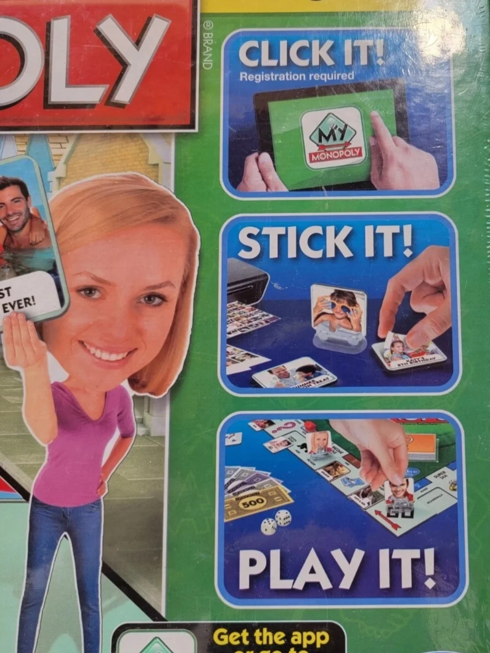 Hasbro My Monopoly Photo Custom Board Game Blue Red Green